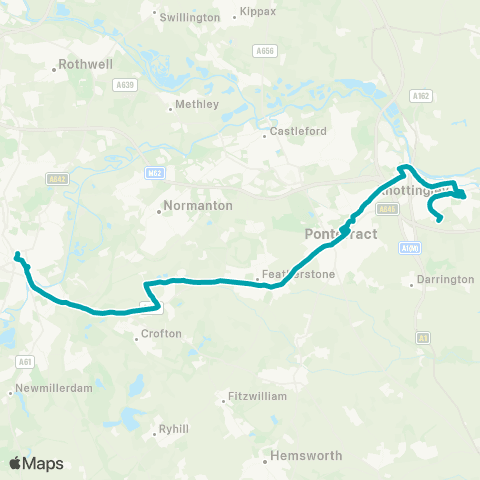 Arriva Yorkshire Windermere Drive - Wakefield Bus Station map