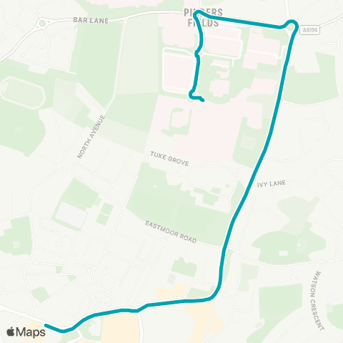 Arriva Yorkshire Wakefield Bus Sta - Pinderfields Hosp map