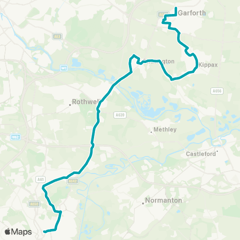 Arriva Yorkshire Wetherby Bus Sta - Garforth Main St B map