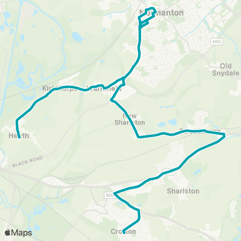 Arriva Yorkshire Kirkthorpe Ln Almshouse Ln - High School map