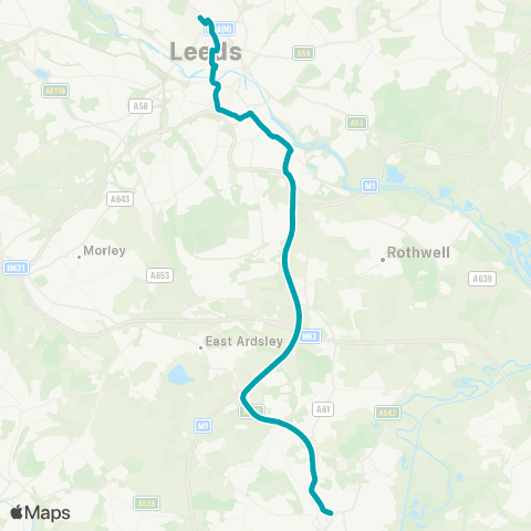 Arriva Yorkshire Cavendish Rd Univ Steps - Wakefield Bus Sta map