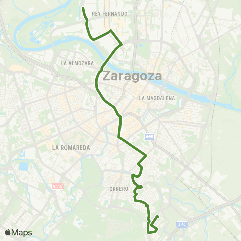 Transporte Urbano de Zaragoza Parque Venecia - Siglo XXI map