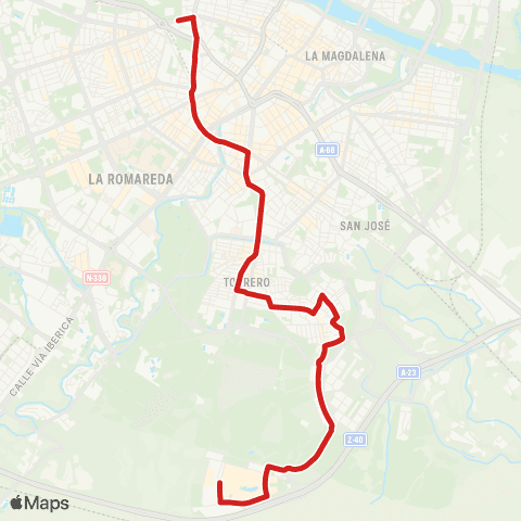 Transporte Urbano de Zaragoza Puerto Venecia - Aljafería map