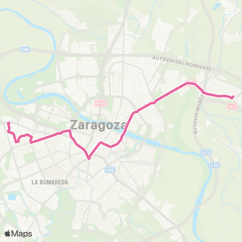 Transporte Urbano de Zaragoza Santa Isabel - Bombarda map