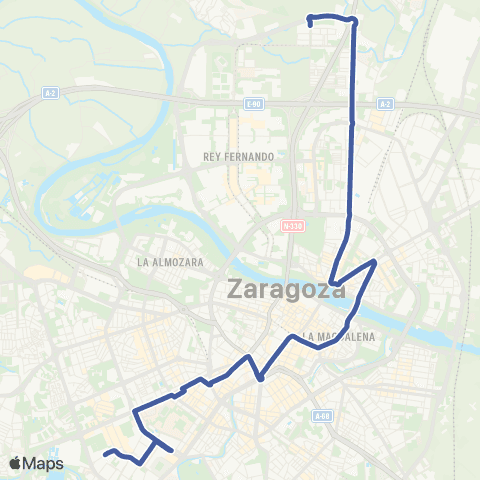 Transporte Urbano de Zaragoza Parque Goya - Seminario map