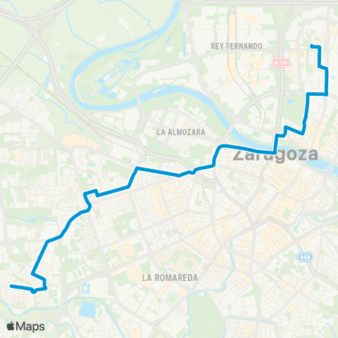 Transporte Urbano de Zaragoza Picarral - Valdefierro map