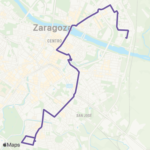 Transporte Urbano de Zaragoza Pinares de Venecia - Vadorrey map