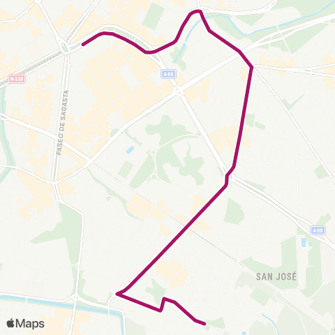 Transporte Urbano de Zaragoza San Jose - Plaza Aragón map