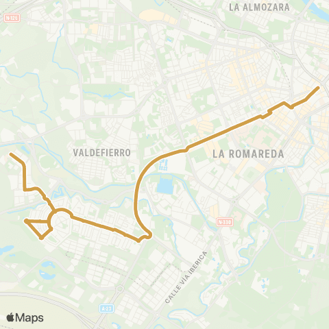 Transporte Urbano de Zaragoza Puerta del Carmen - Rosales del Canal map