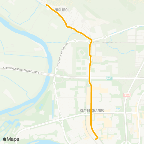 Transporte Urbano de Zaragoza Juslibol - Actur-Rey Fernando map