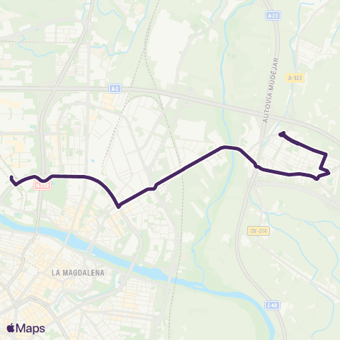 Transporte Urbano de Zaragoza Avda Estudiantes - Actur Rey Fernando map