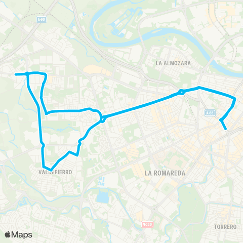 Transporte Urbano de Zaragoza Paseo Pamplona - Delicias - Valdefierro - Miralbueno map