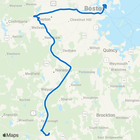 Blue Apple Mansfield to Logan Airport map