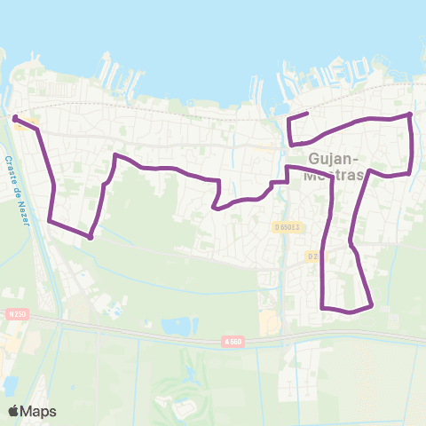 Baïa Gare de La Hume - Gare de Gujan-Mestras map