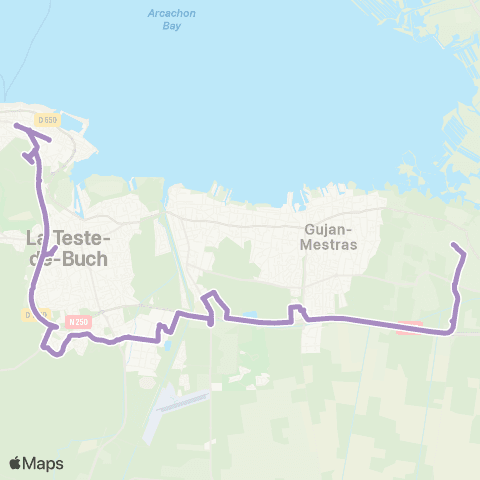 Baïa Gare d'Arcachon - Gare du Teich Express map