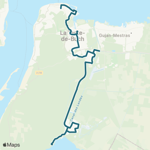 Baïa Gare d'Arcachon - Cazaux Centre Dimanche map