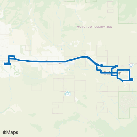Banning Connect Cabazon Route map