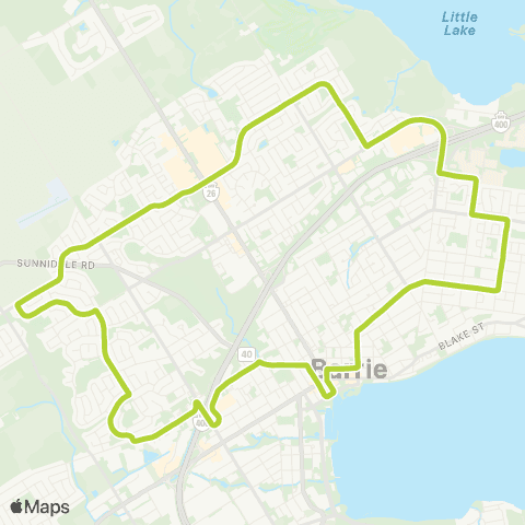 Barrie Transit North Loop map
