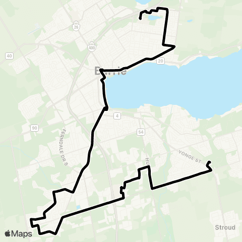 Barrie Transit RVH / Yonge map
