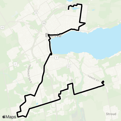 Barrie Transit Crosstown / Essa map