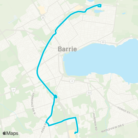 Barrie Transit Express map