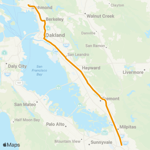 BART Berryessa/North San José - Richmond map