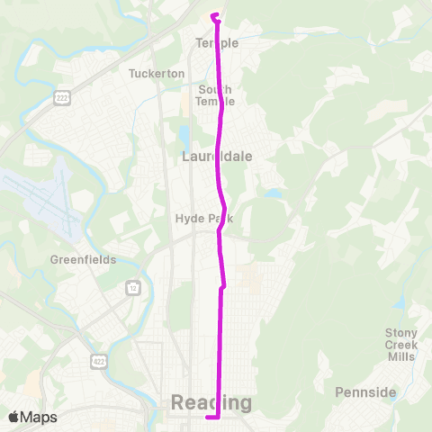 BARTA Temple via Kutztown Rd. map