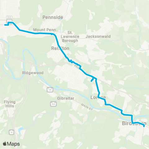 BARTA Reiffton / Shelbourne / Birdsboro map