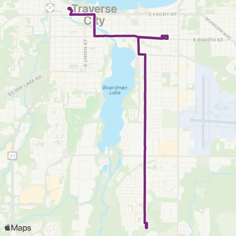 BATA Downtown to LaFranier Transfer P&R map