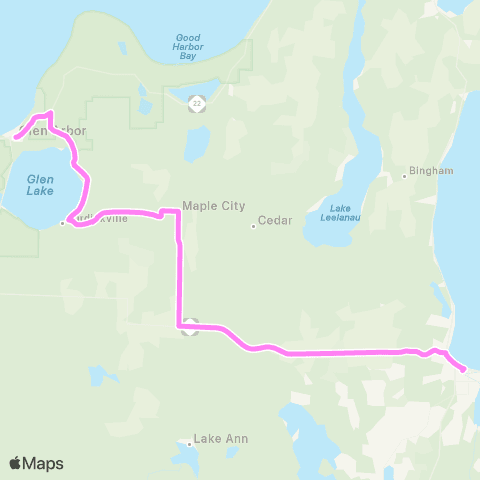 BATA - Traverse City to Glen Arbor map