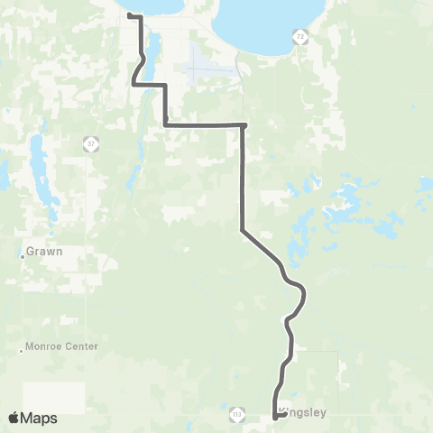 BATA Traverse City to Kingsley map