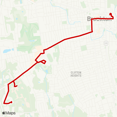 BAT VA Hospital via Belmont map