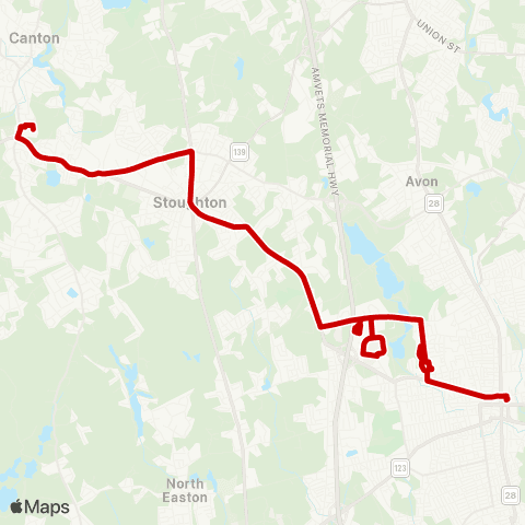 BAT Stoughton via Brockton map