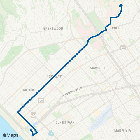 Big Blue Bus Wilshire Boulevard / UCLA map