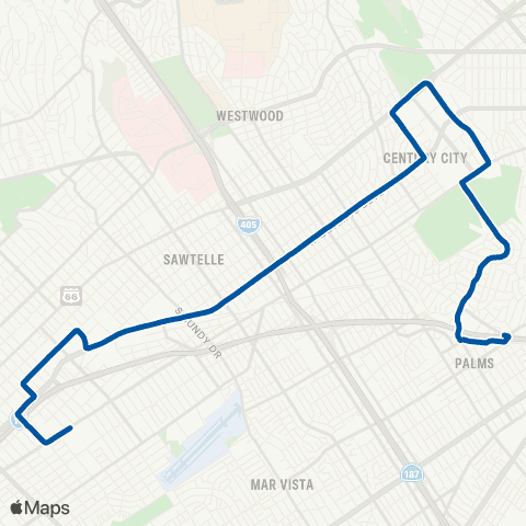 Big Blue Bus Olympic Boulevard map