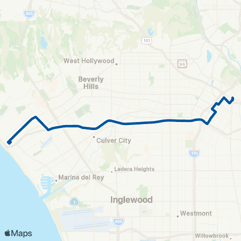 Big Blue Bus Downtown LA Freeway Express map