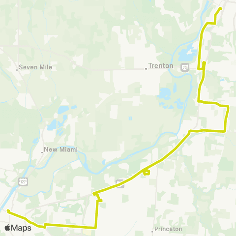 BCRTA R1 - Hamilton / Middletown Shuttle map