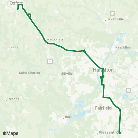BCRTA R3 - Oxford-Forest Park Connector map