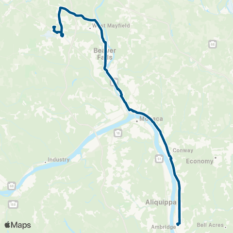 Beaver County Transit Authority 1 Ambridge / Beaver Falls map