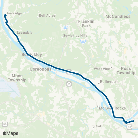 Beaver County Transit Authority 5 Ambridge / Pittsburgh map