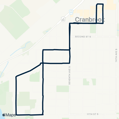 BC Transit East Kootenay Third Avenue map
