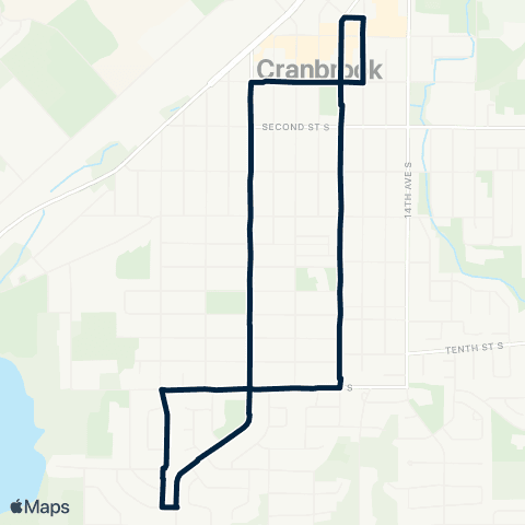 BC Transit East Kootenay 7th - 11th Avenue map