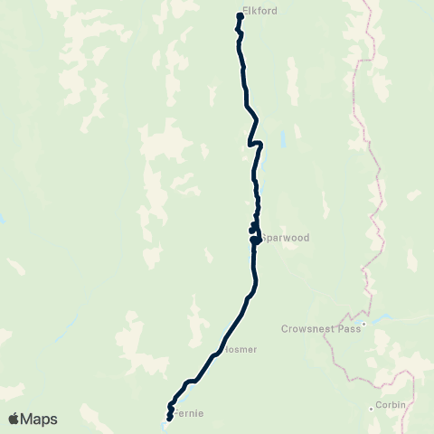 BC Transit East Kootenay Fernie / Sparwood / Elkford map