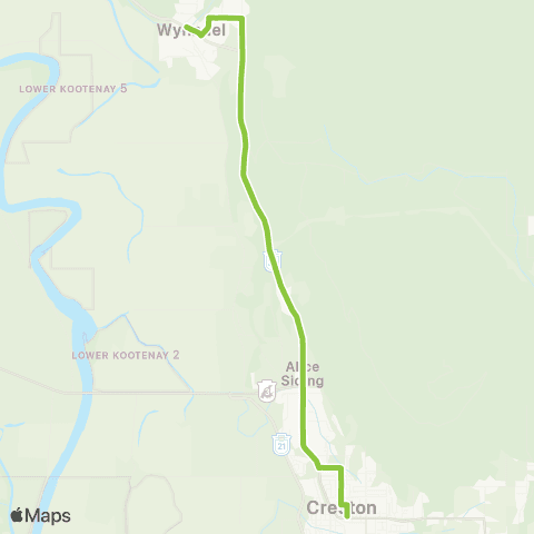 BC Transit Creston Wynndel map