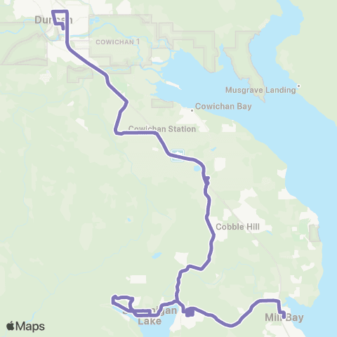 BC Transit Cowichan Valley Mill Bay / Duncan via Shawnigan Lk map