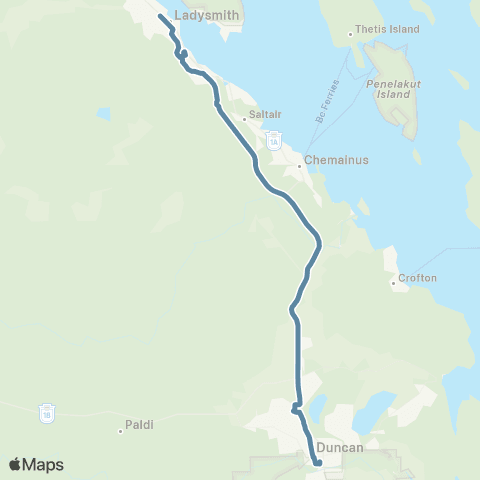 BC Transit Cowichan Valley Ladysmith-Duncan Express map