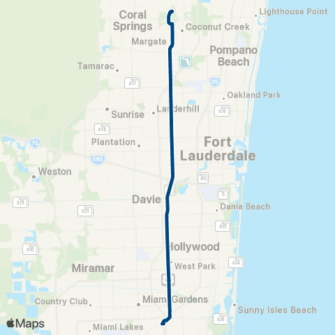 Broward County Transit US441 Breeze map