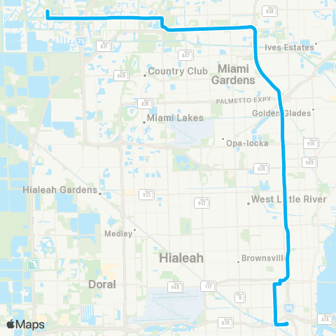 Broward County Transit Miramar 95 Express map
