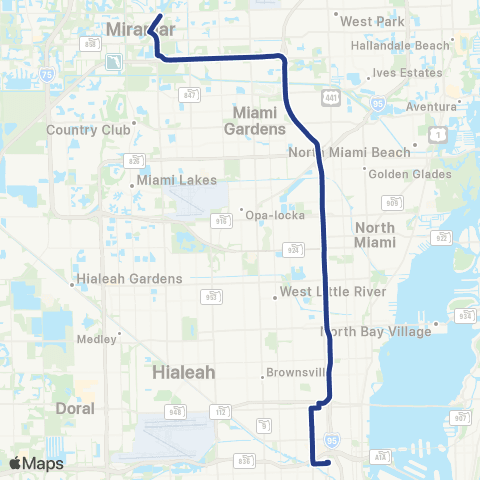 Broward County Transit Pembroke Pines 95 Express map