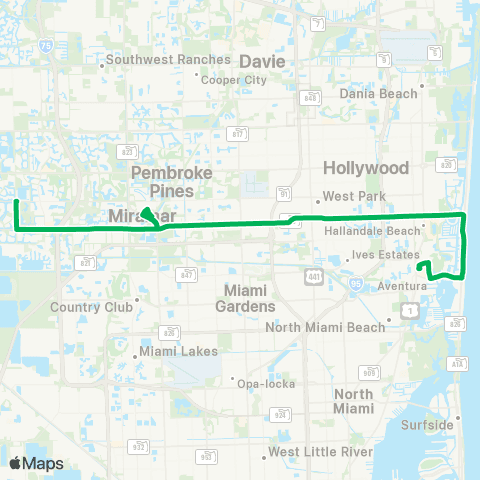 Broward County Transit Hallandale Blv / Miramar Pky Local map